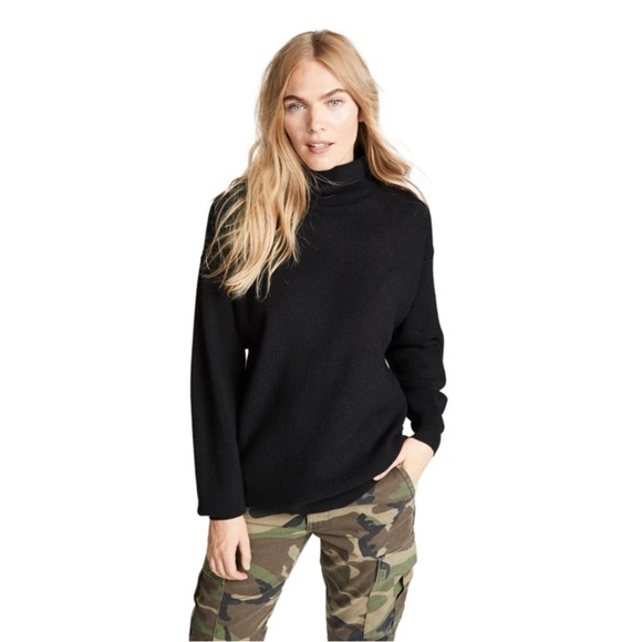 Free People Sweaters - Free People Softly Structured Knit Tunic Sweater Turtleneck Size S in Black